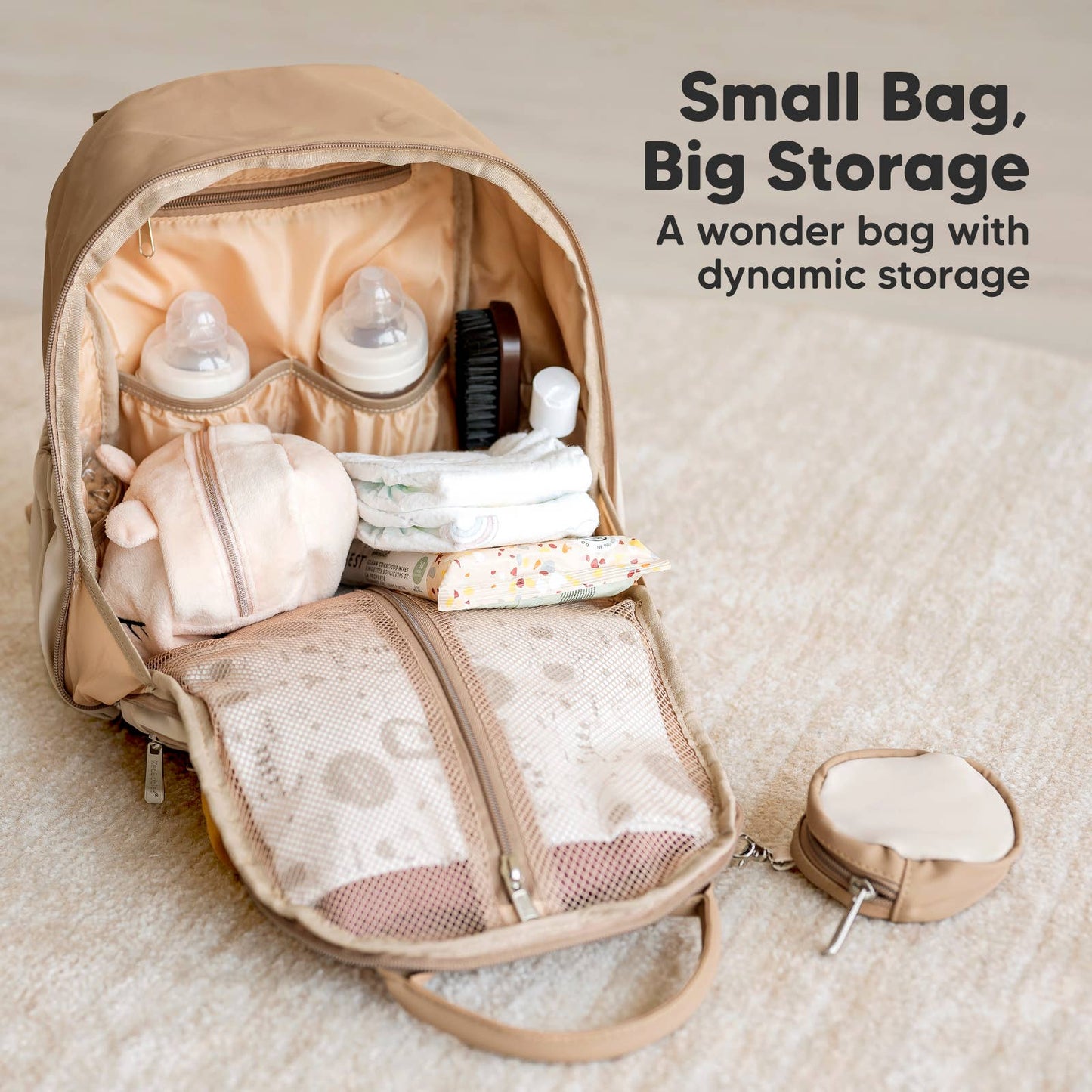 Play Diaper Bag Backpack, Baby Bag with Changing Pad: Latte