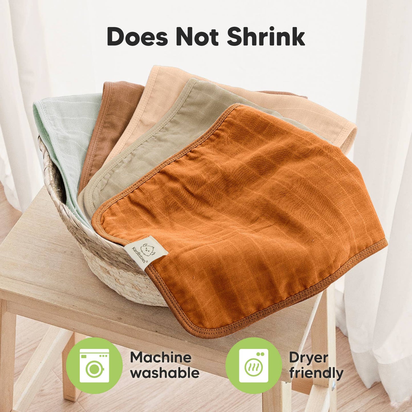 KeaBabies 5pk Lumi Muslin Burp Cloths for Baby Boys, Girls: Spice