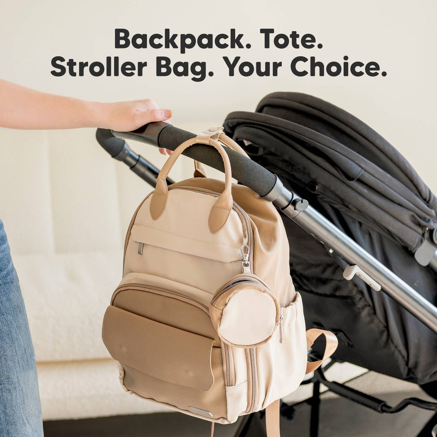 Play Diaper Bag Backpack, Baby Bag with Changing Pad: Latte