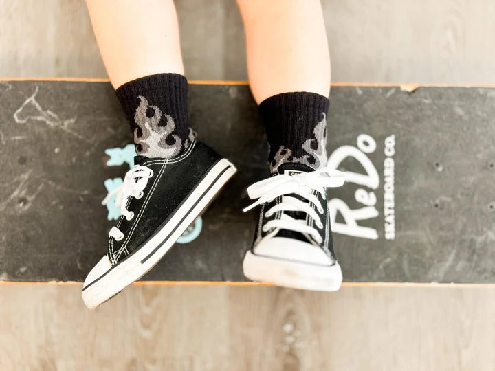 Monochrome flame socks