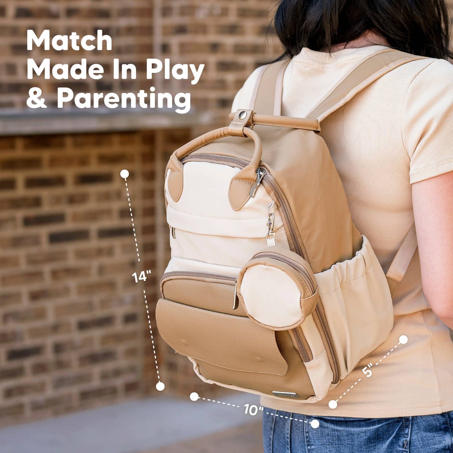 Play Diaper Bag Backpack, Baby Bag with Changing Pad: Latte