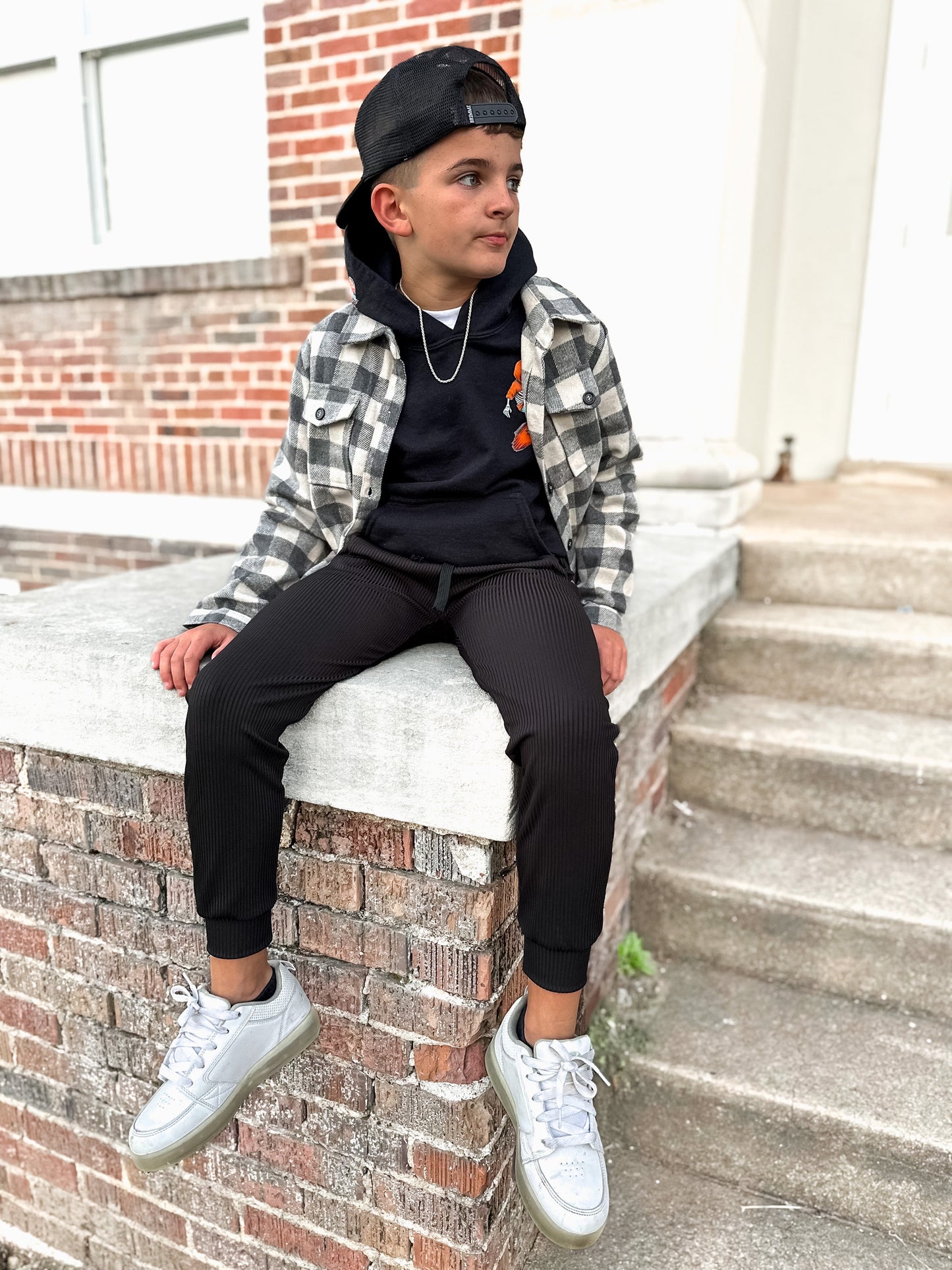 Black Ribbed Joggers