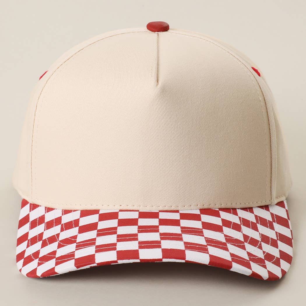 CHECKERBOARD Brim Two-Tone Trucker Hat: ORG / ONE SIZE