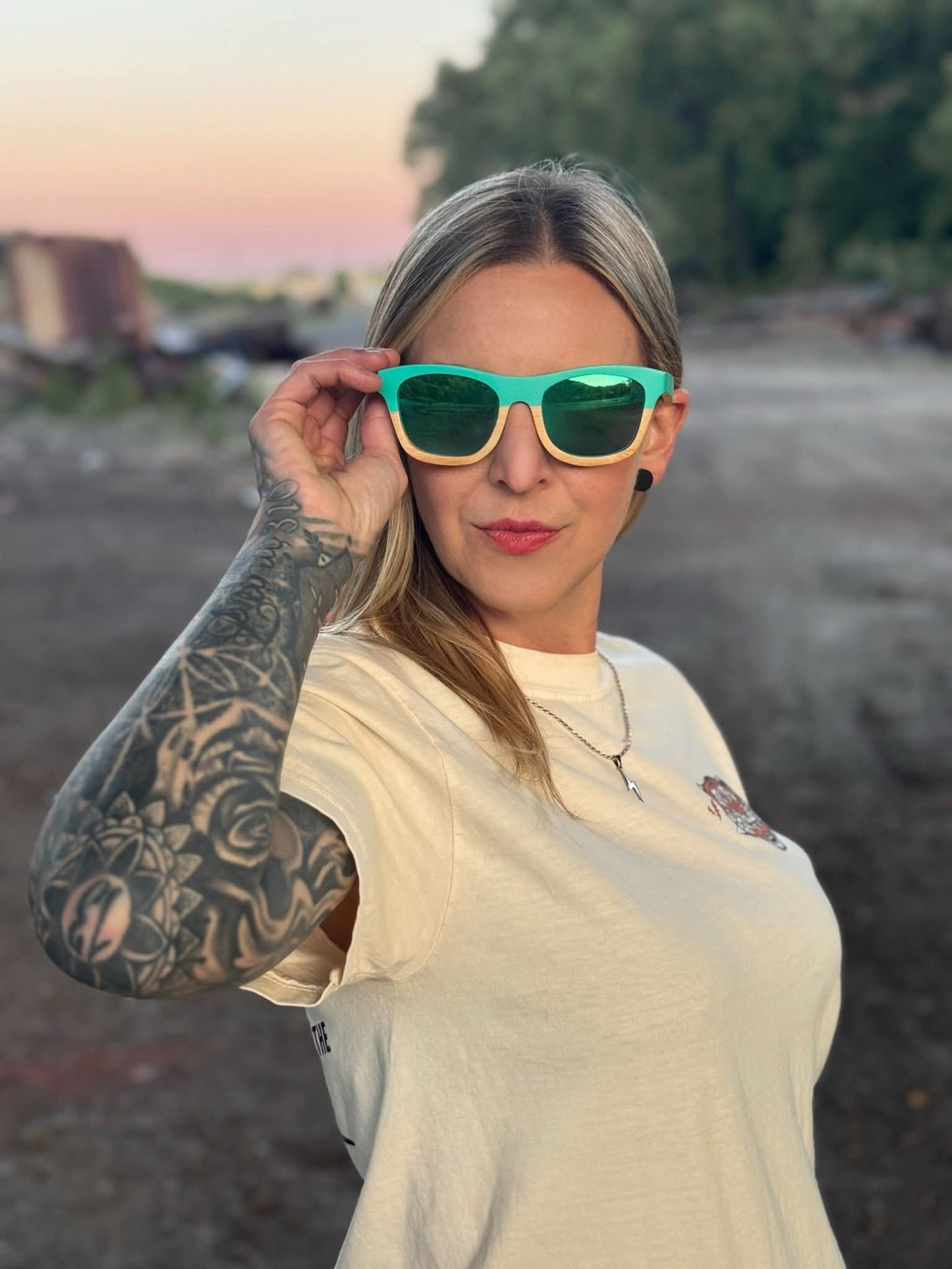 Teal bamboo sunnies