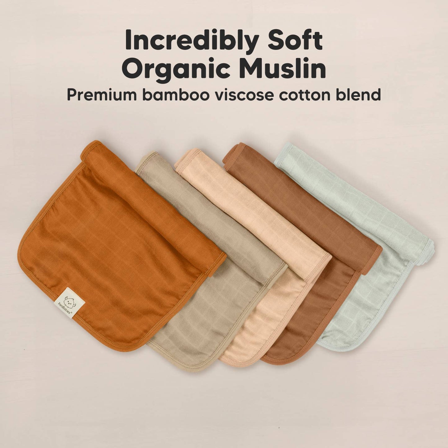 KeaBabies 5pk Lumi Muslin Burp Cloths for Baby Boys, Girls: Spice