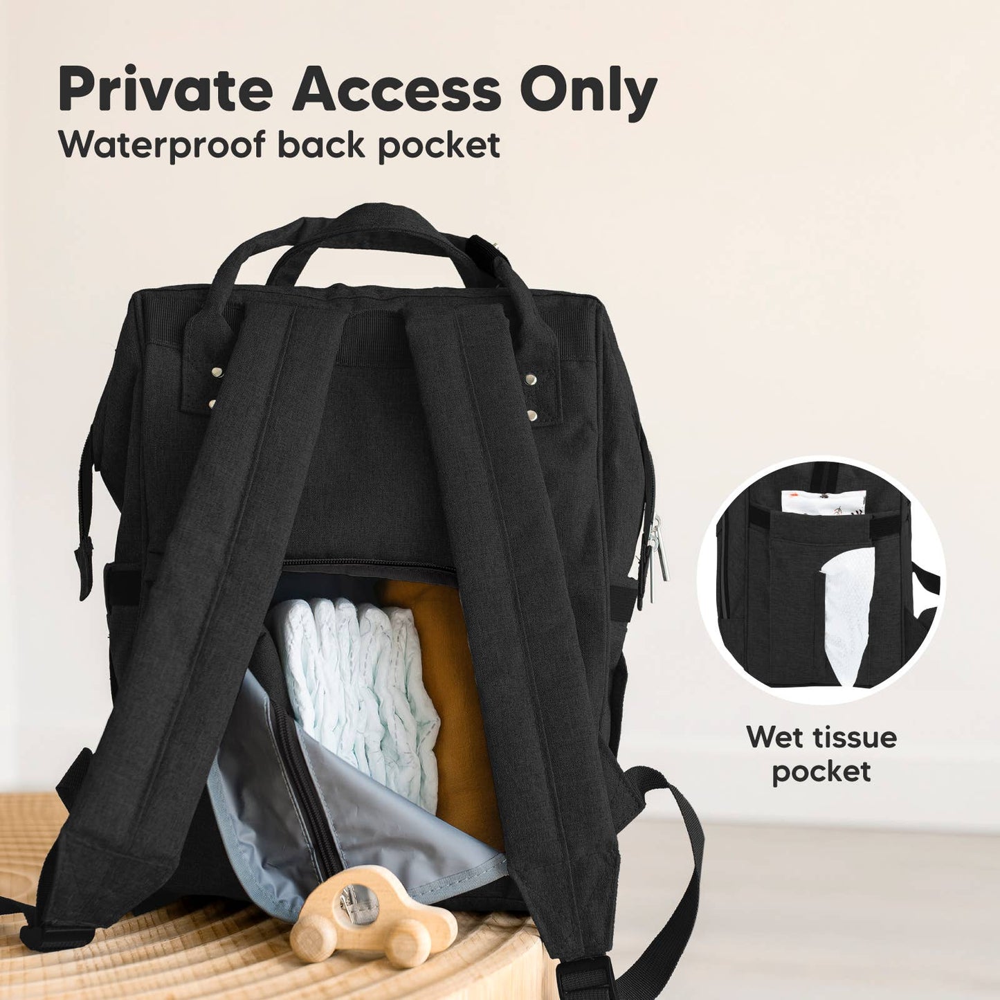 Original Diaper Bag Backpack, Baby Bags with Changing Pad: Trendy Black