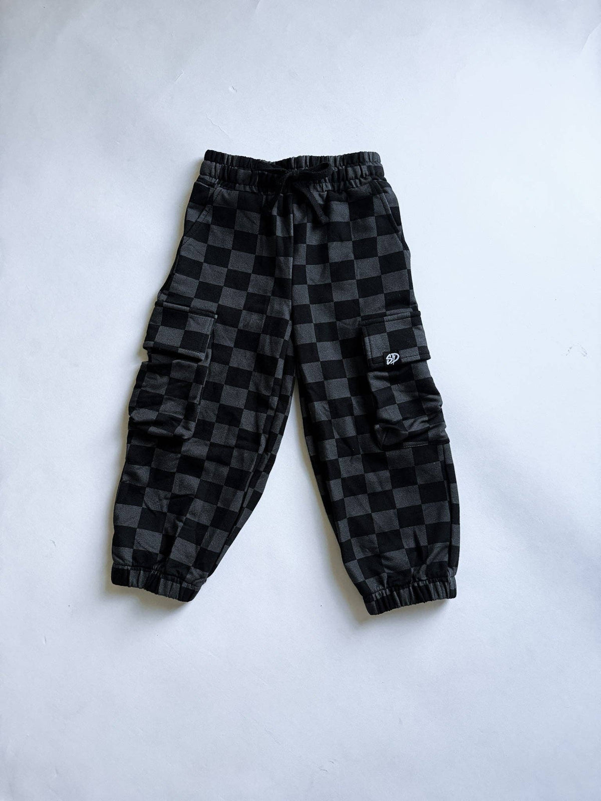 BLACK & GRAY CHECKERED • CARGO SWEATPANTS: