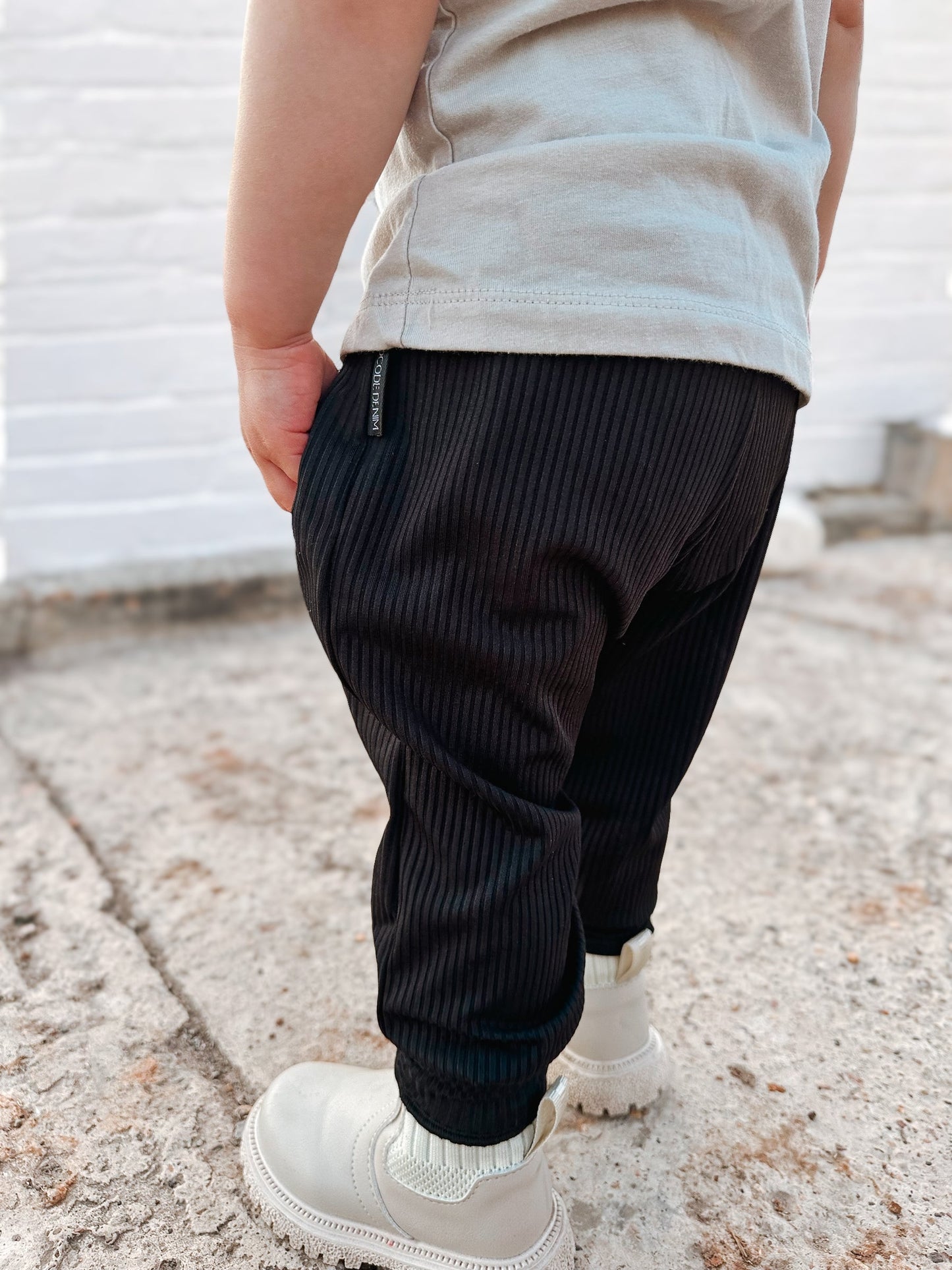 Black Ribbed Joggers