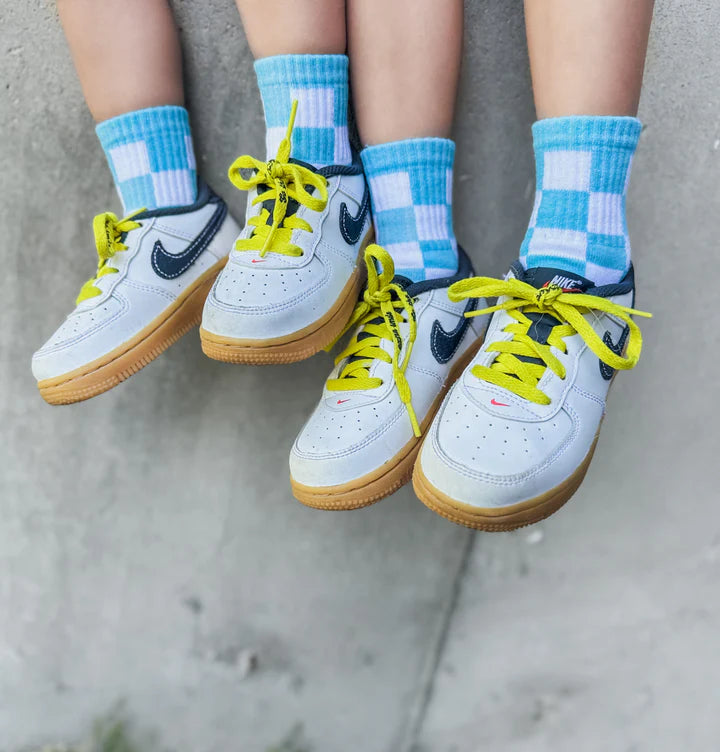 Blue check socks