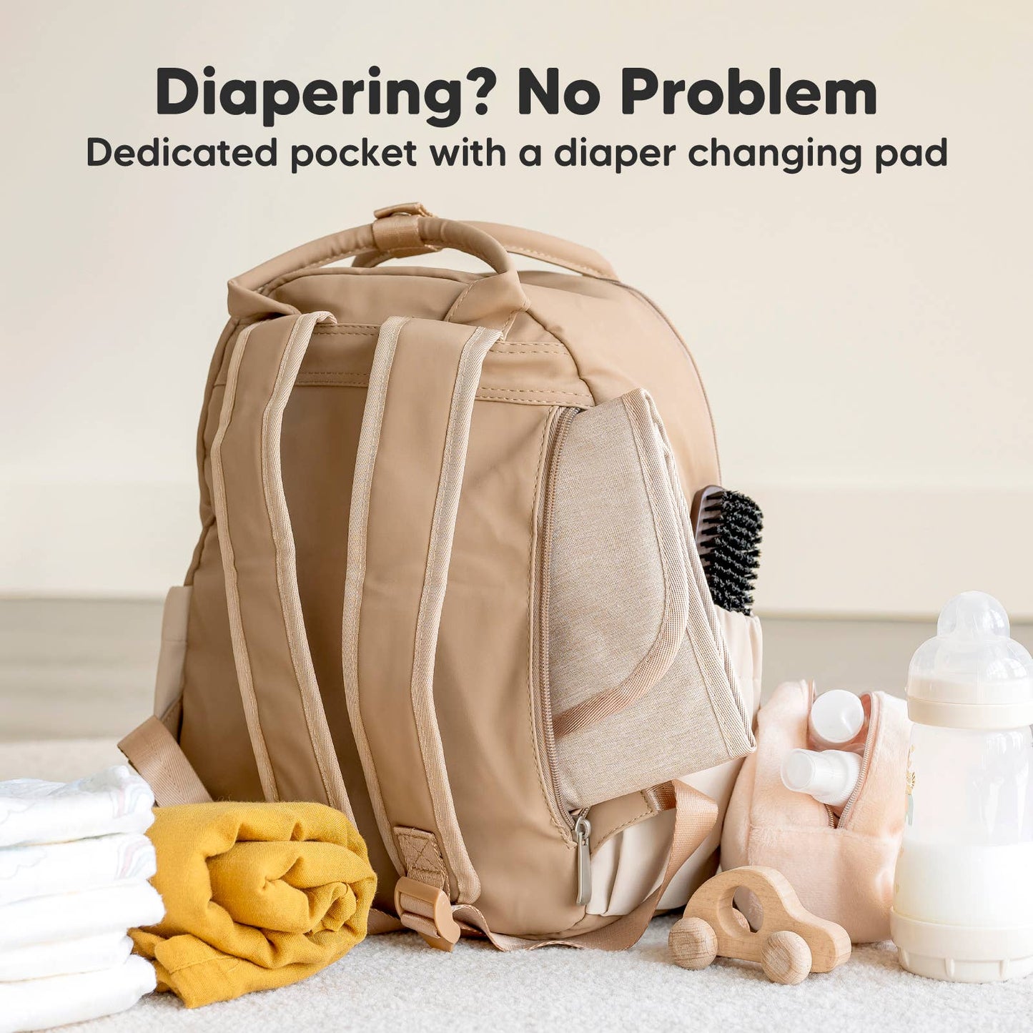 Play Diaper Bag Backpack, Baby Bag with Changing Pad: Latte