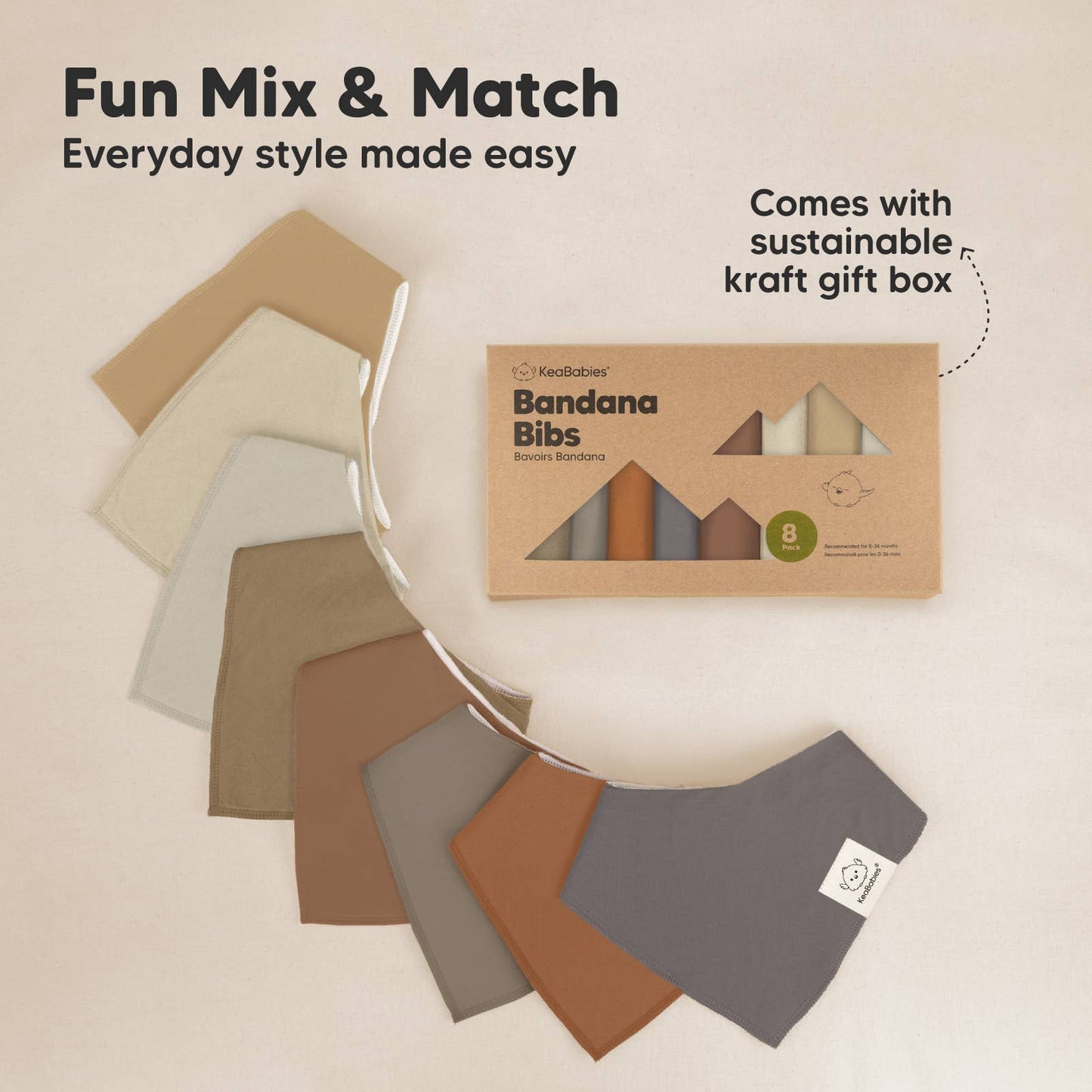 8-pack Baby Bandana Bibs for Boys and Girls: Terracotta