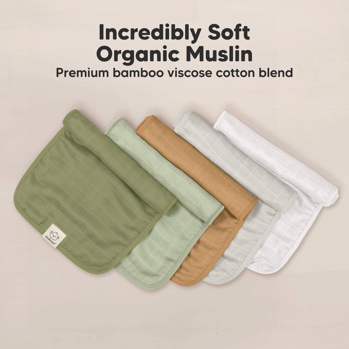 KeaBabies 5pk Lumi Muslin Burp Cloths for Baby Boys, Girls : Pine
