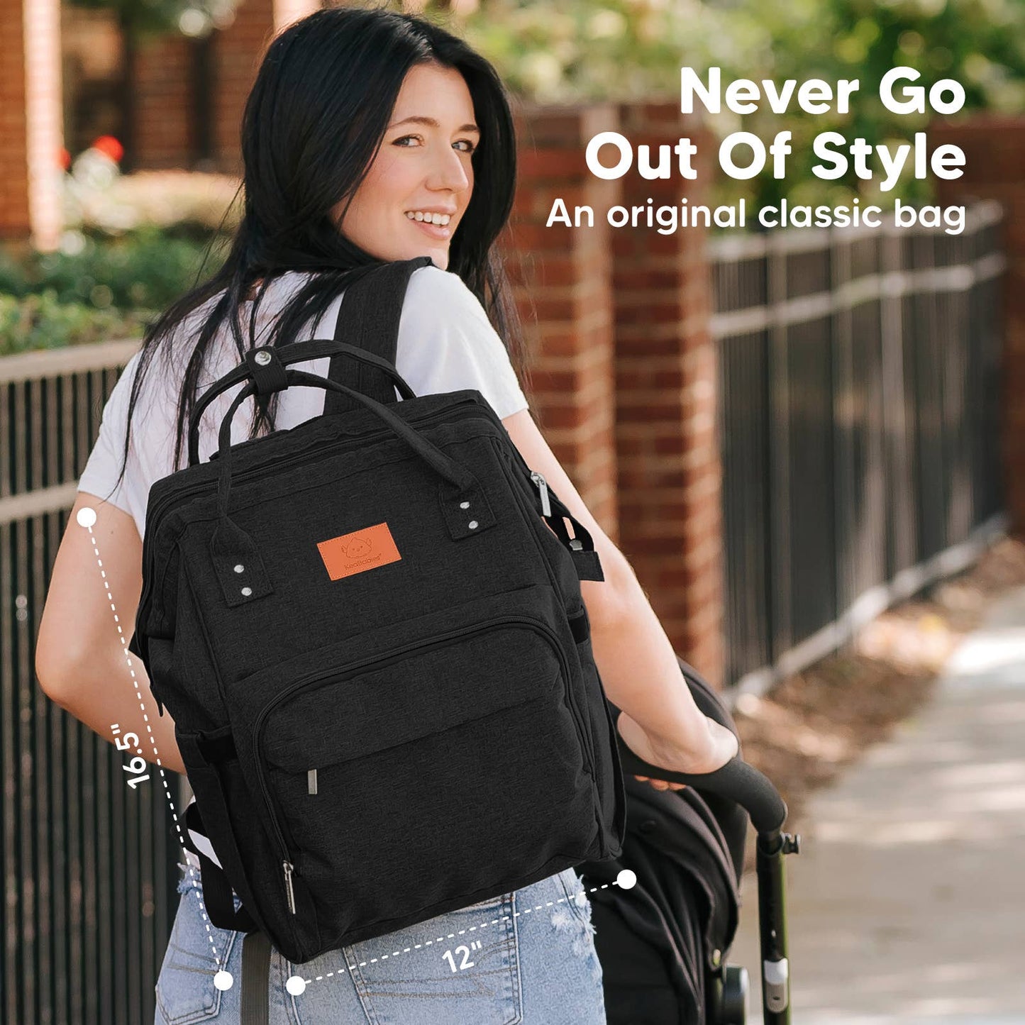 Original Diaper Bag Backpack, Baby Bags with Changing Pad: Trendy Black