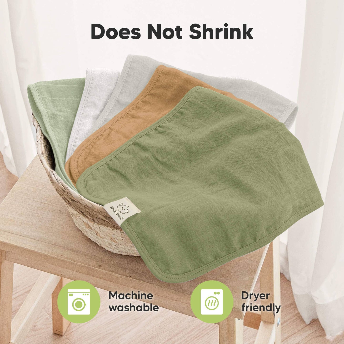 KeaBabies 5pk Lumi Muslin Burp Cloths for Baby Boys, Girls : Pine