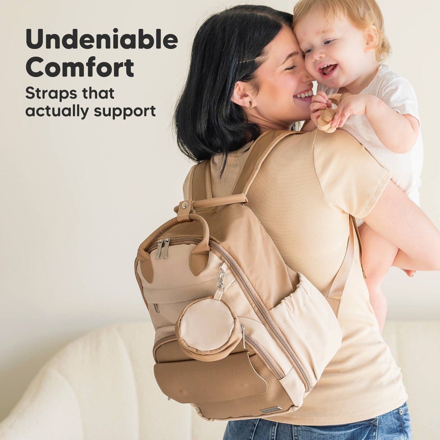 Play Diaper Bag Backpack, Baby Bag with Changing Pad: Latte