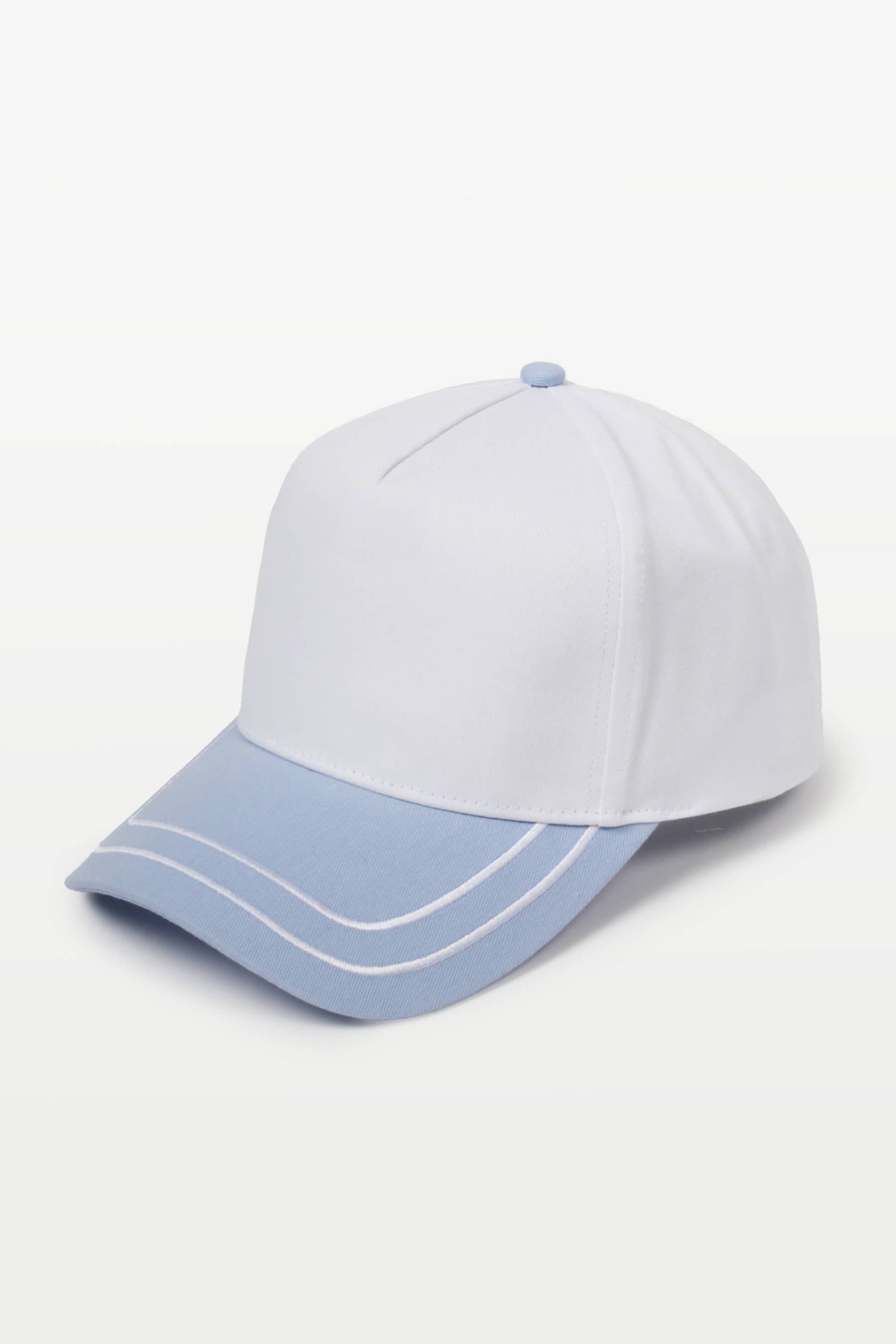 Retro Stripe Brim Two Tone 5-Panel Cap: Blue