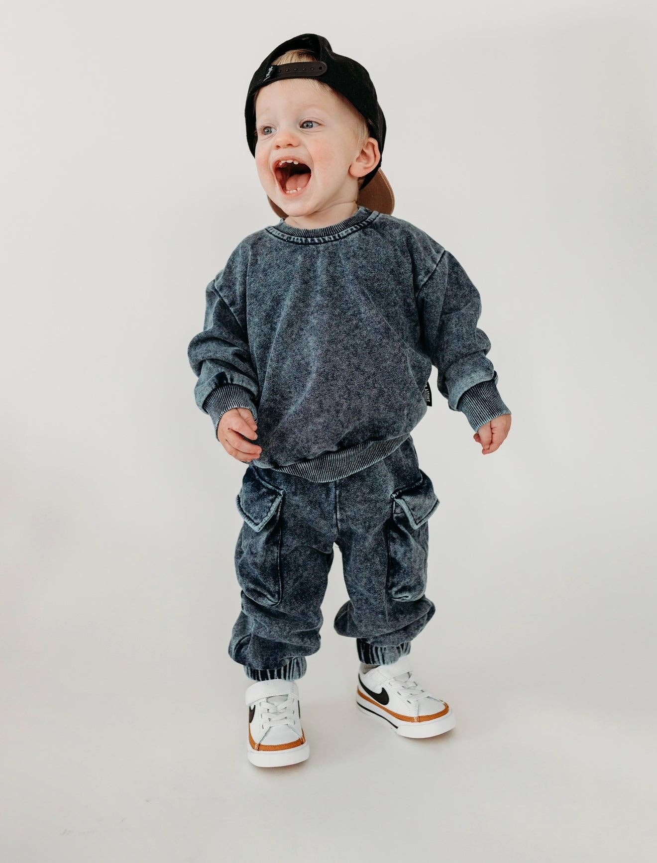 Denim Wash • Cargo Sweatpants: 2T