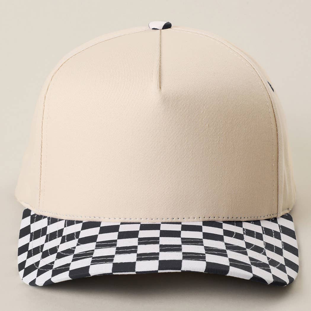 CHECKERBOARD Brim Two-Tone Trucker Hat: ORG / ONE SIZE