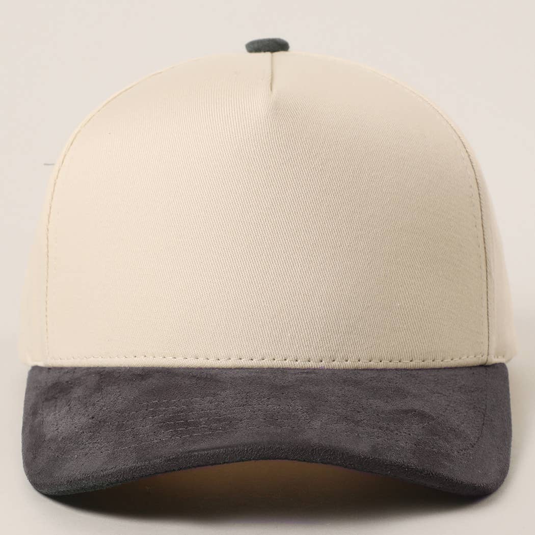 Plain Two Tone Suede Canvas Bill Trucker Hat  : CNM / One SIze