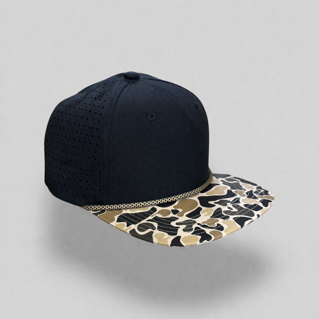 Perforated Structured Black-Coyote Camo / Black-Tan Rope