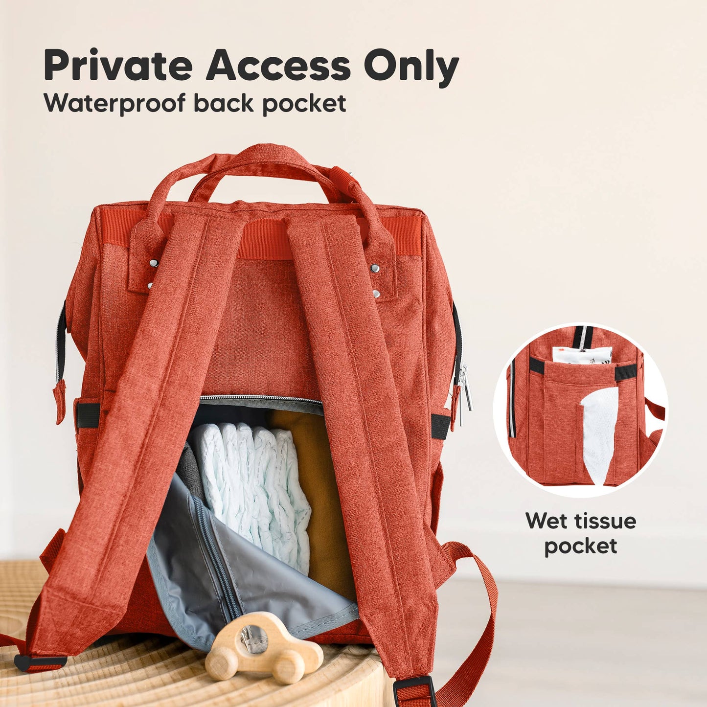 Original Diaper Bag Backpack, Baby Bags with Changing Pad: Rustic Red
