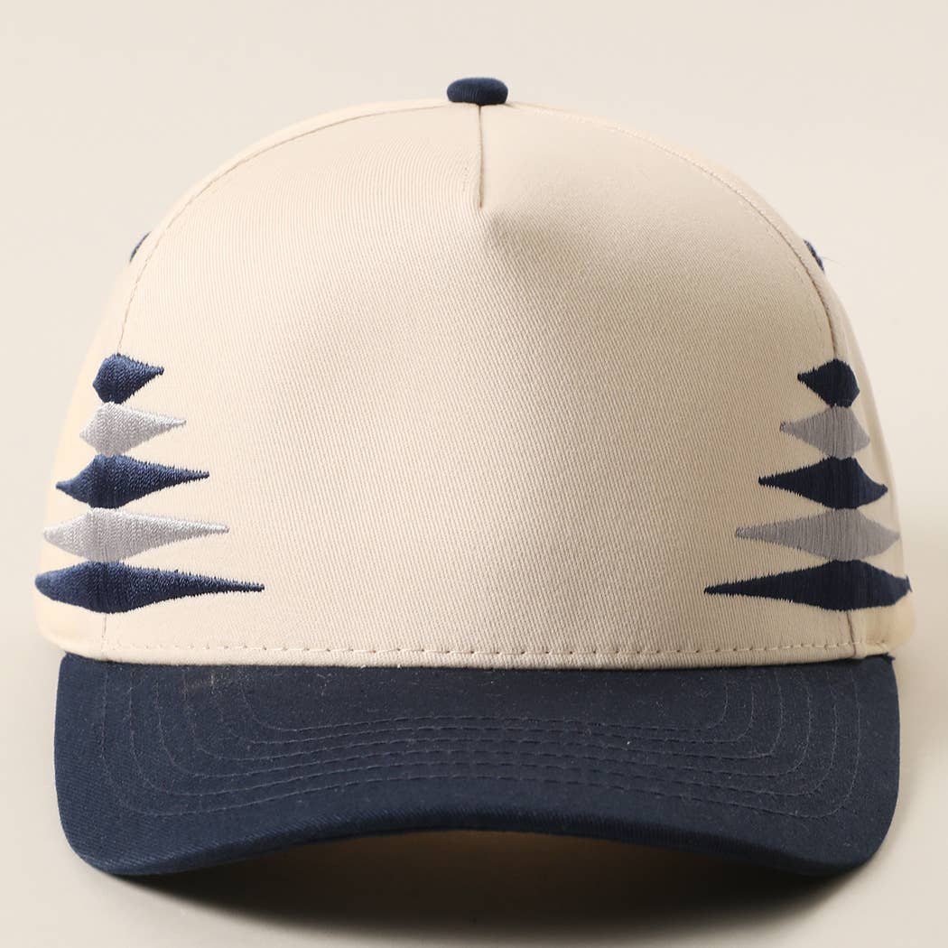 Two-Tone Diamond Cut Embroidered Trucker Hat: BLACK/RED / ONE SIZE