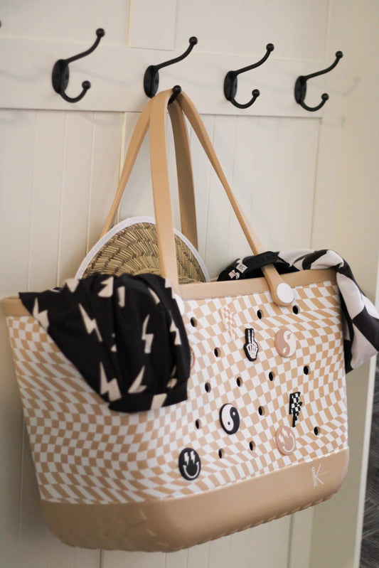 Tan checkered bag
