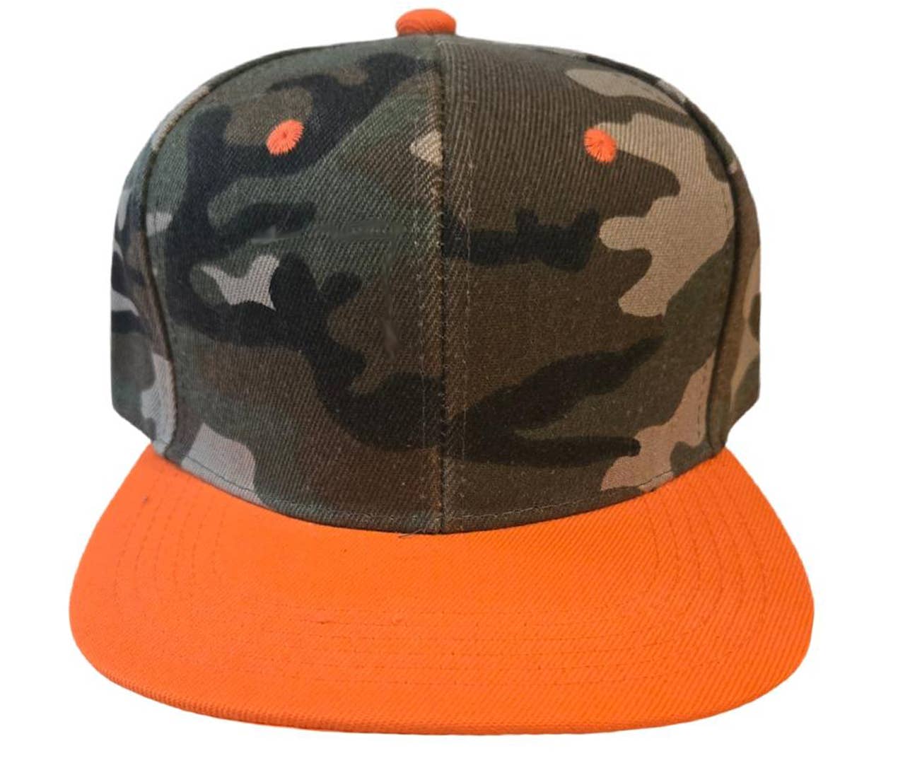 Old School Camo Rope Snapback Hat : Orange