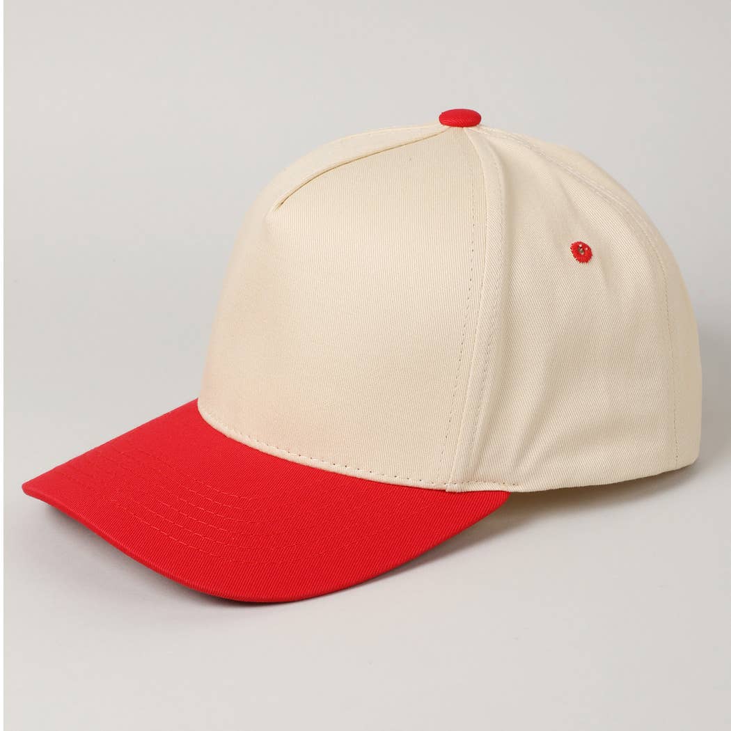 Kids Plain Two Tone Canvas Cotton Baseball Cap : SKY BLUE / ONE SIZE