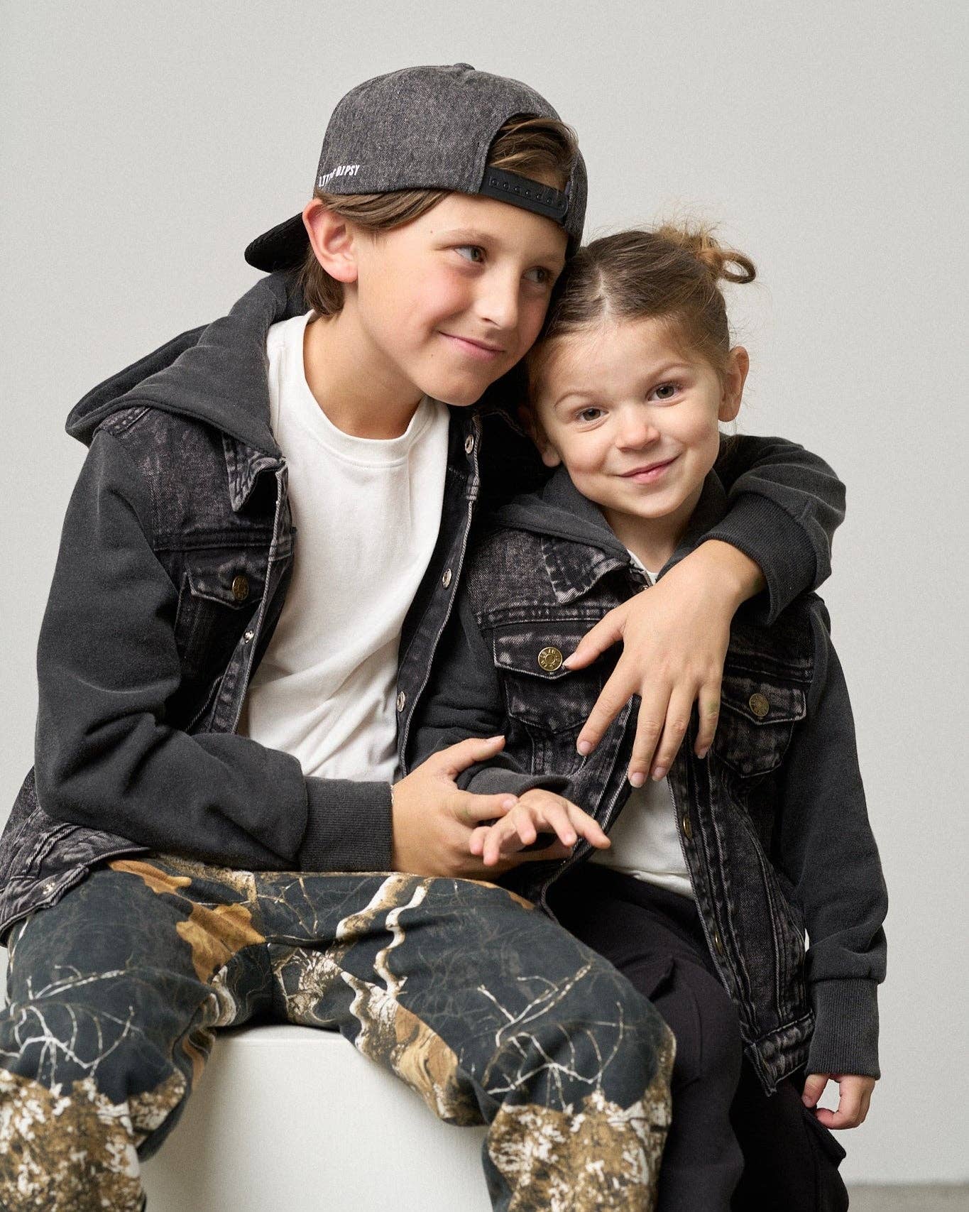 Washed Hooded Denim Jacket - Black: 18-24M