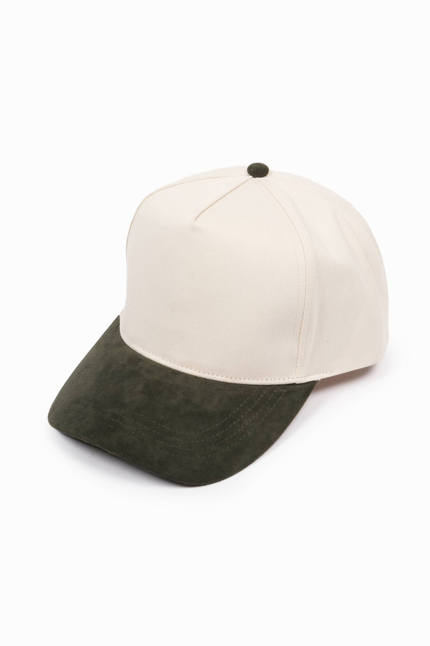 SUEDE BRIM 5 Panel Baseball Cap: Cognac