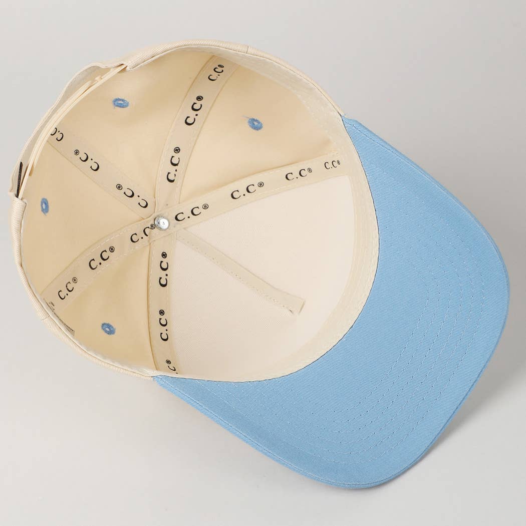Kids Plain Two Tone Canvas Cotton Baseball Cap : Black / ONE SIZE