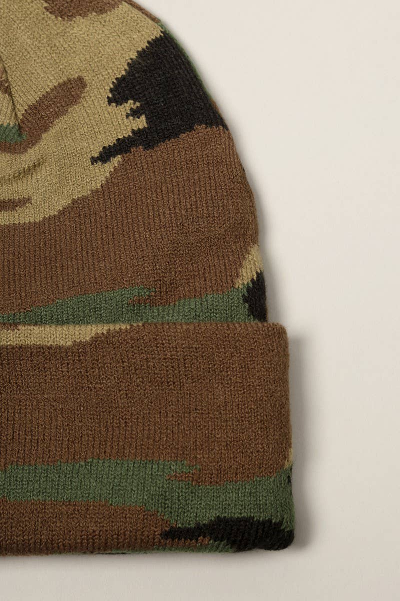 Camouflage Patterns Cuff Knitted Beanie Hat: City Camo / One Size