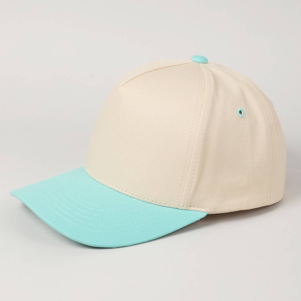 Kids Plain Two Tone Canvas Cotton Baseball Cap : Black / ONE SIZE