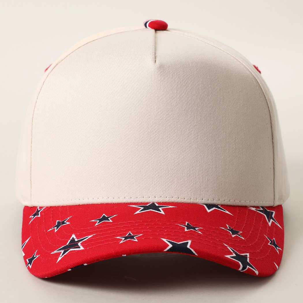 Star Print Brim 5 Panel Trucker Hat: NAVY / ONE SIZE