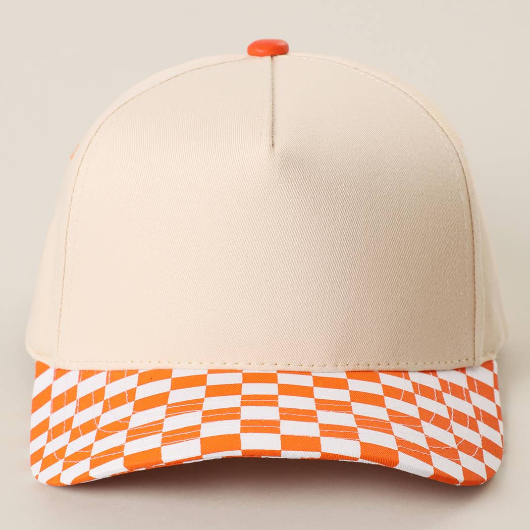 CHECKERBOARD Brim Two-Tone Trucker Hat: BLK / ONE SIZE