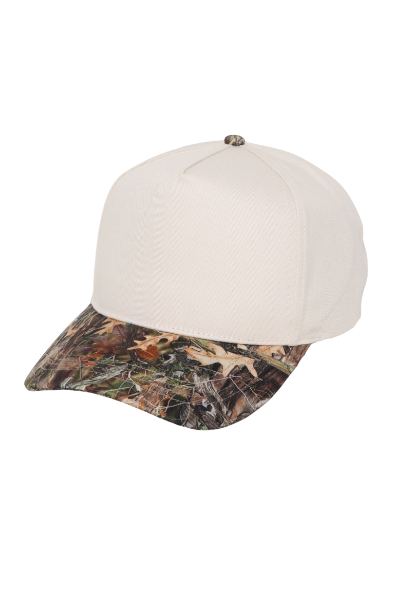 CAMO Print brim 5 Panel Baseball Cap: CAMO
