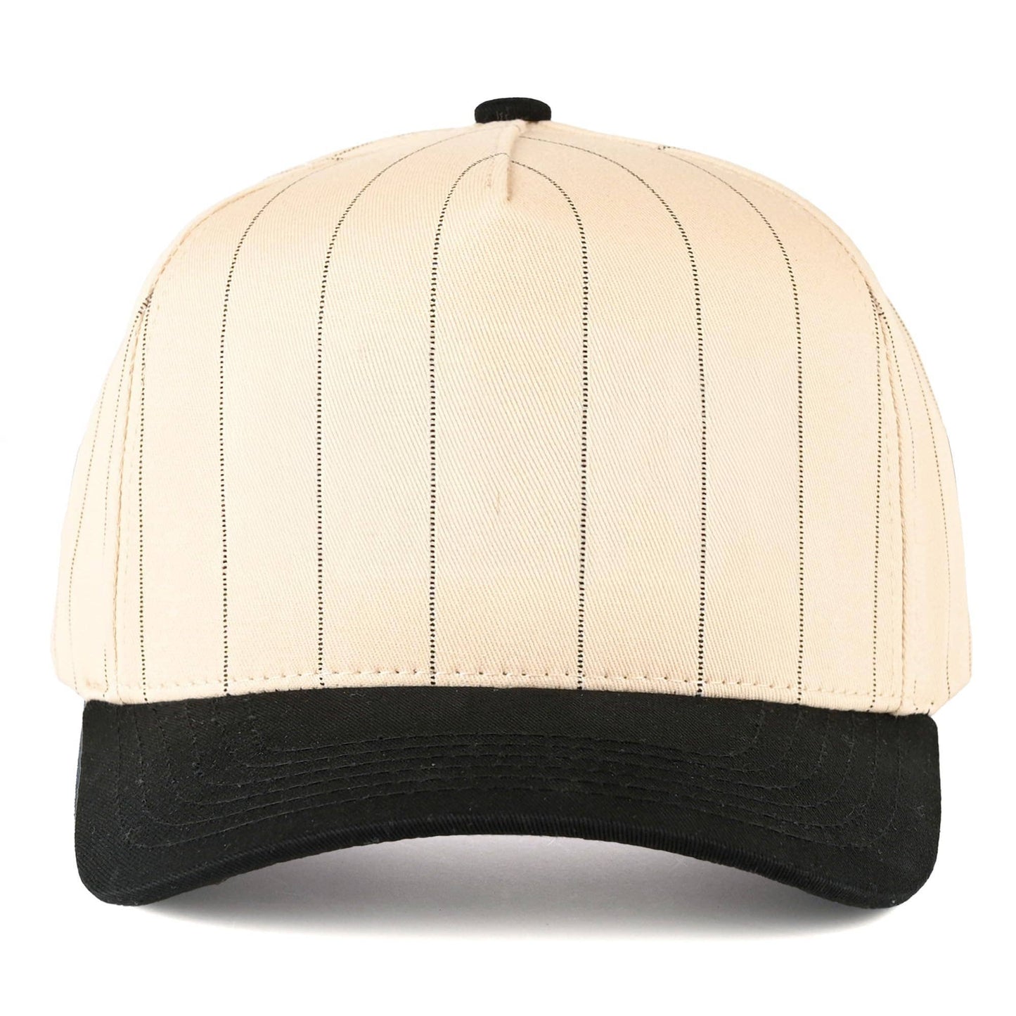 Two Tone Vintage Snapback Hat - Pinstripe - Black/Beige