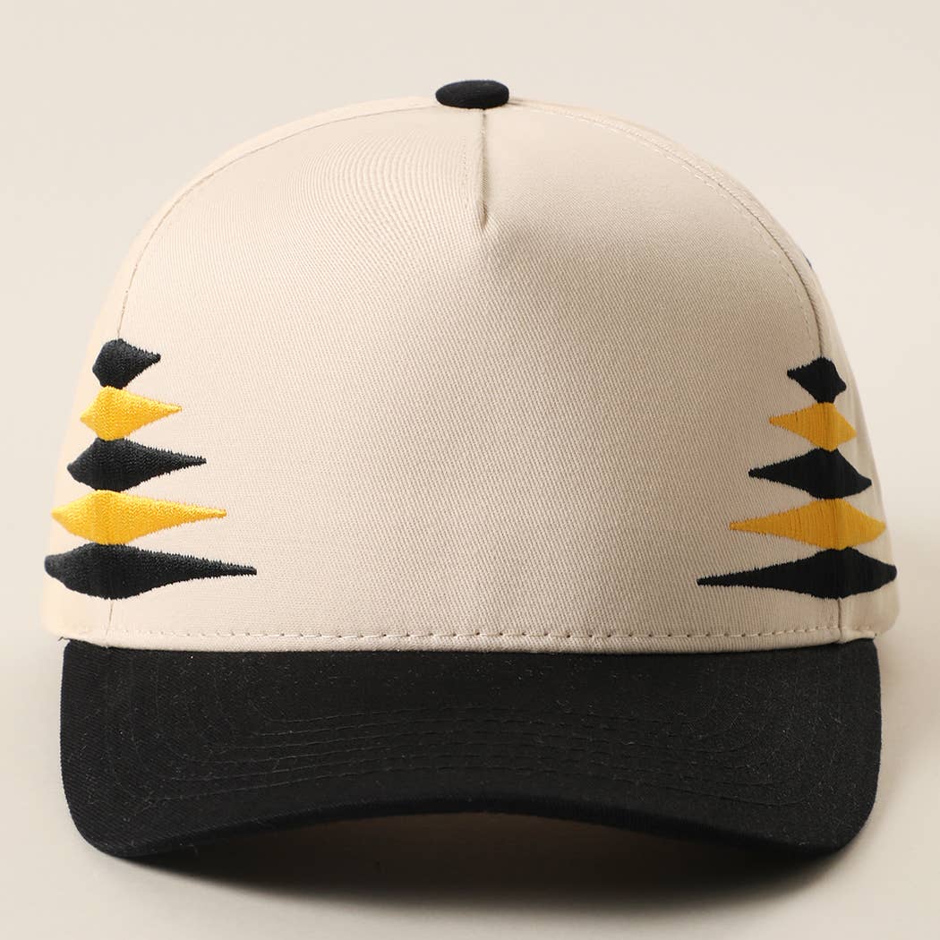 Two-Tone Diamond Cut Embroidered Trucker Hat: BLACK/RED / ONE SIZE