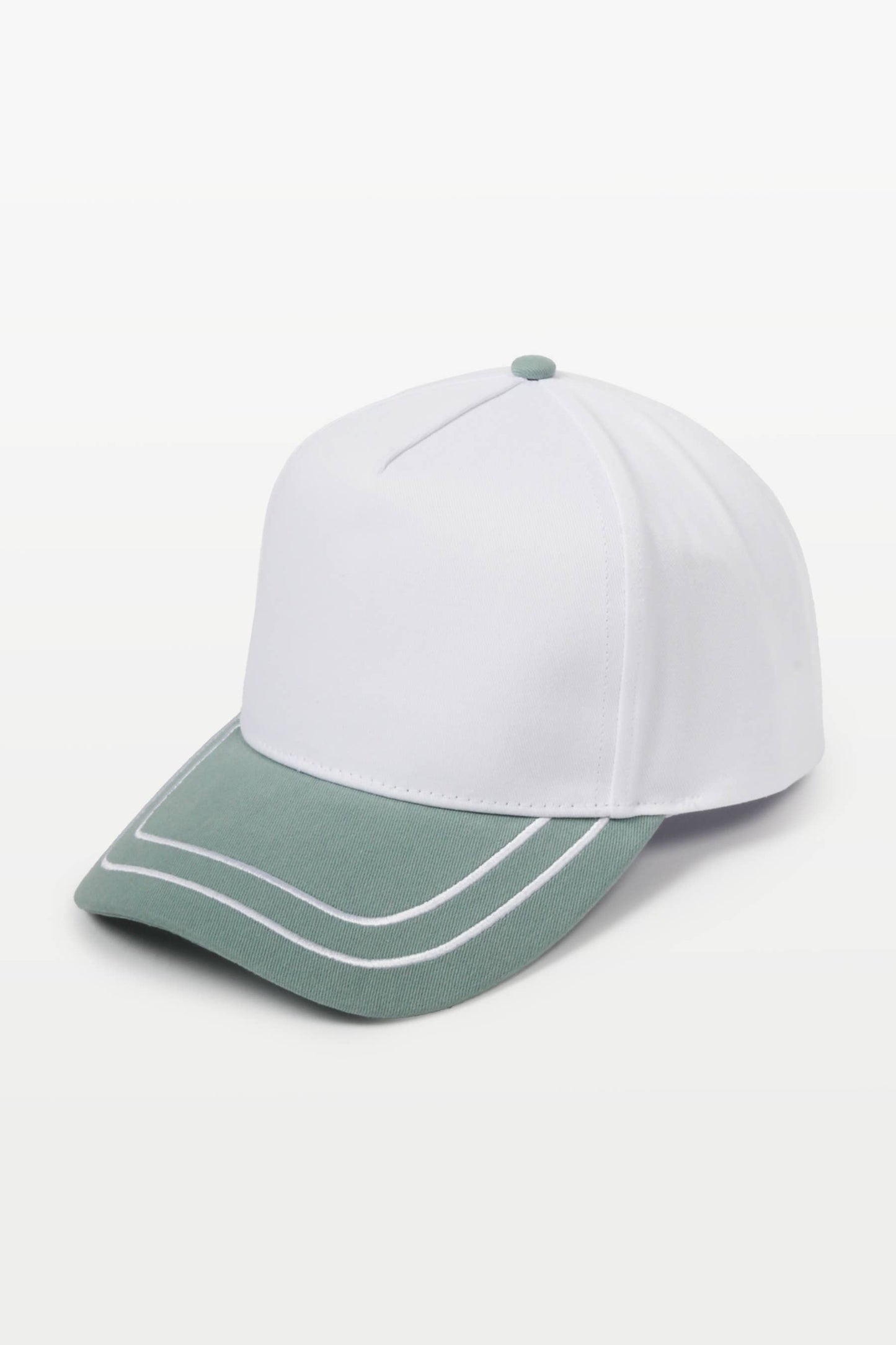 Retro Stripe Brim Two Tone 5-Panel Cap: Blue