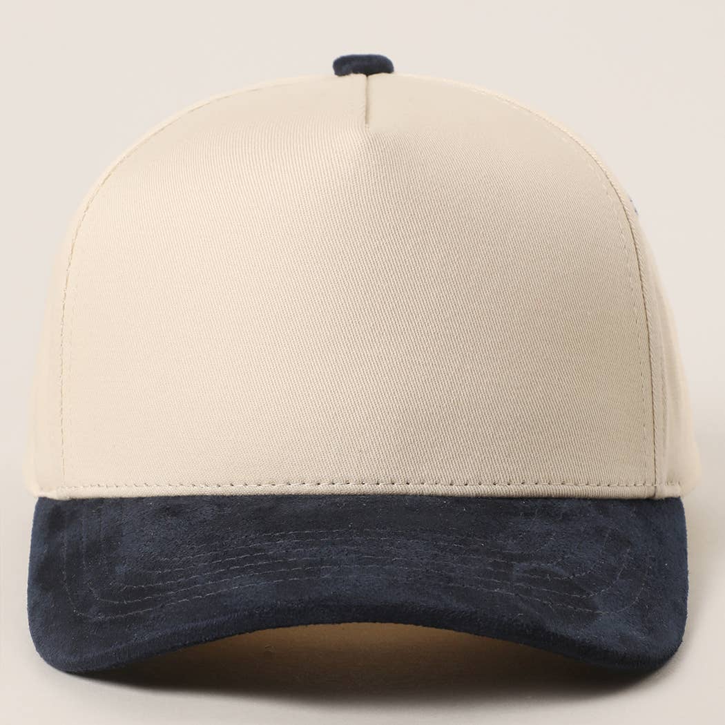 Plain Two Tone Suede Canvas Bill Trucker Hat  : CNM / One SIze