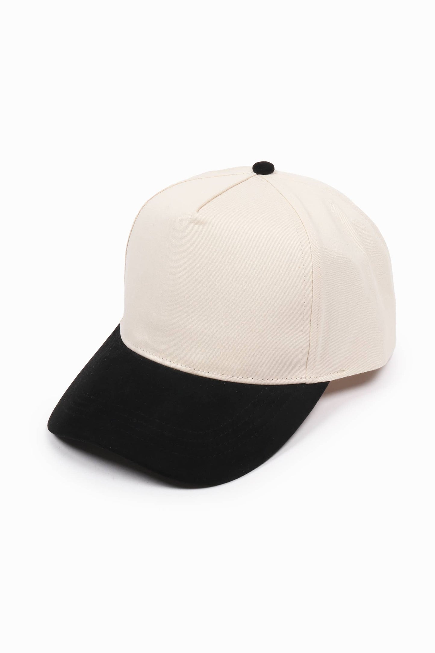 SUEDE BRIM 5 Panel Baseball Cap: Cognac