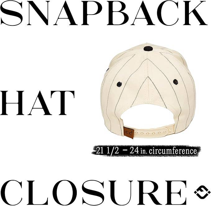Two Tone Vintage Snapback Hat - Pinstripe - Black/Beige