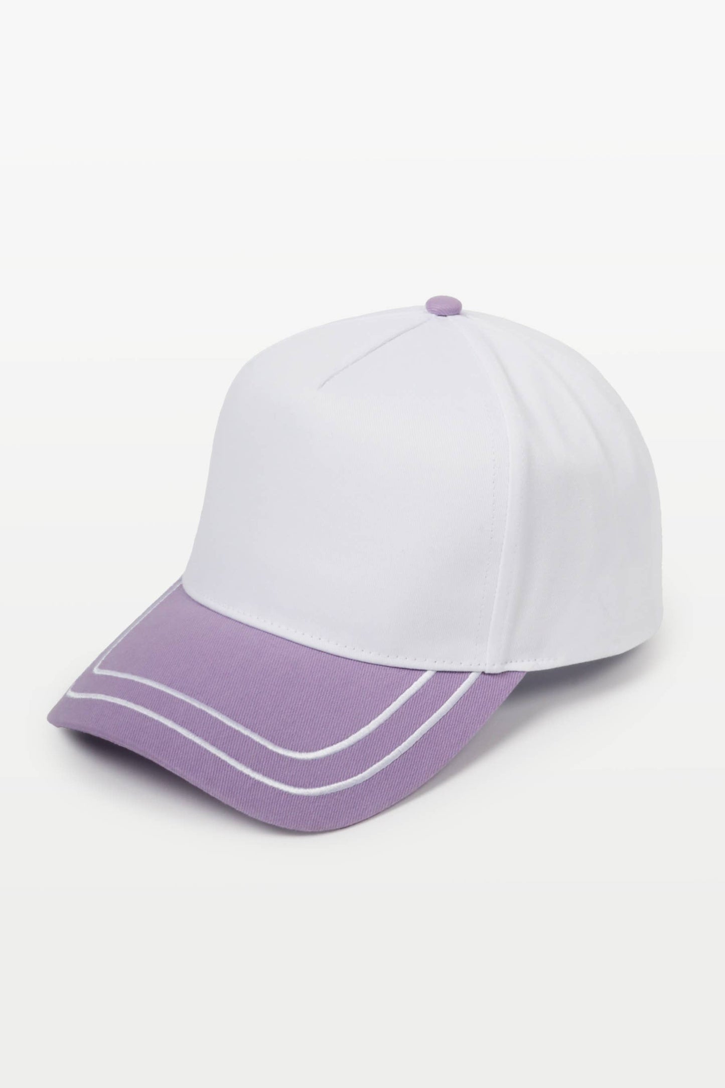 Retro Stripe Brim Two Tone 5-Panel Cap: Blue