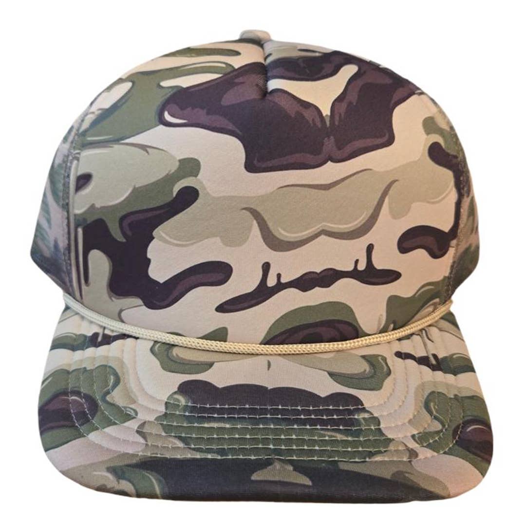 Old School Camo Rope Snapback Hat : Orange