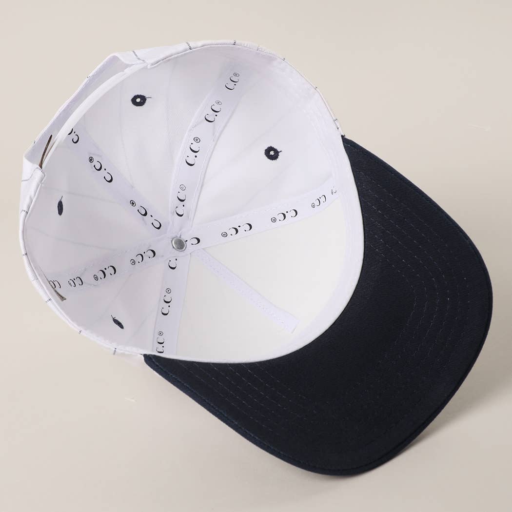 White Two-Tone Canvas Trucker Hat with Pinstripes: BLK-WHT / One Size