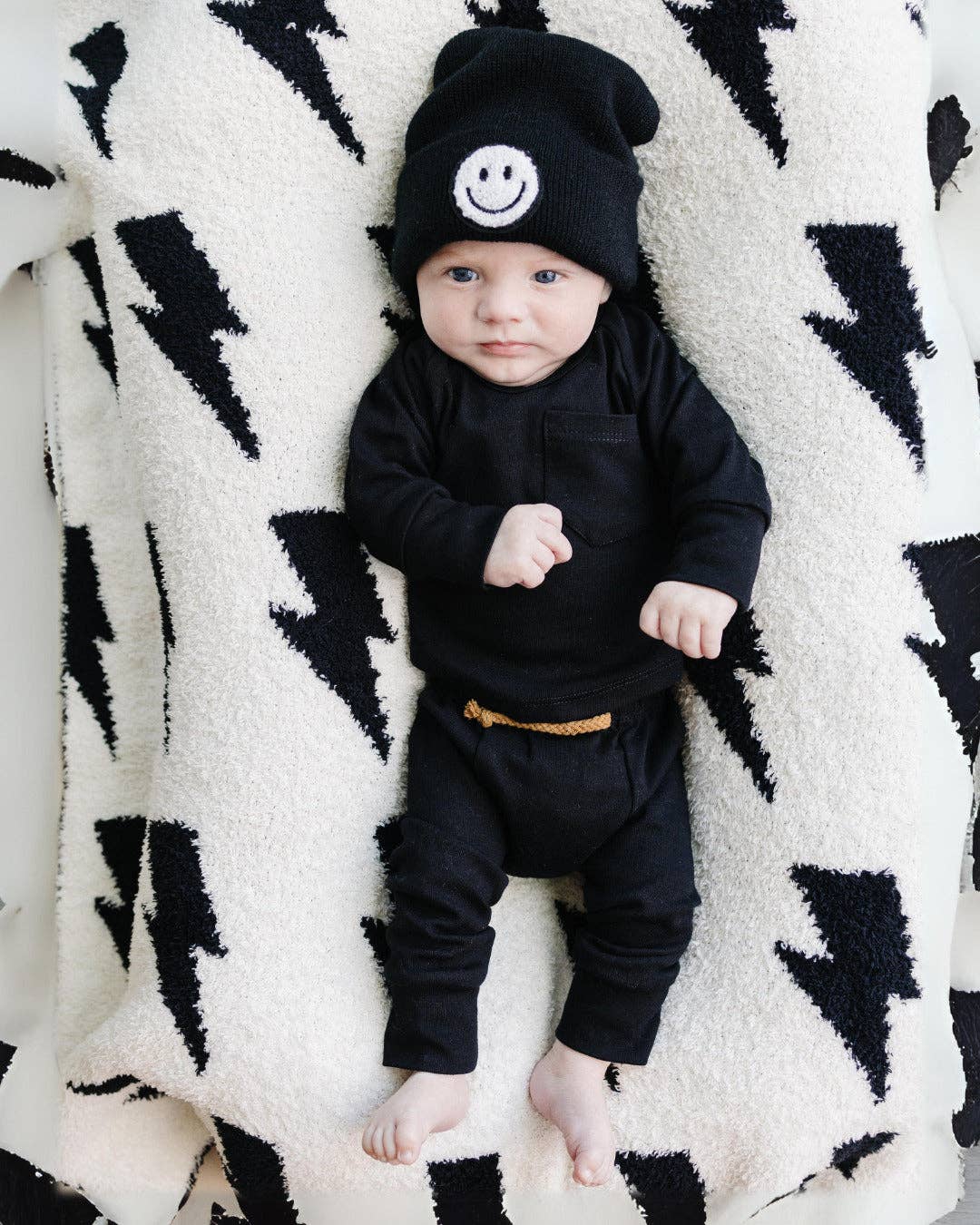 Lightning Bolt Baby Blanket | Black
