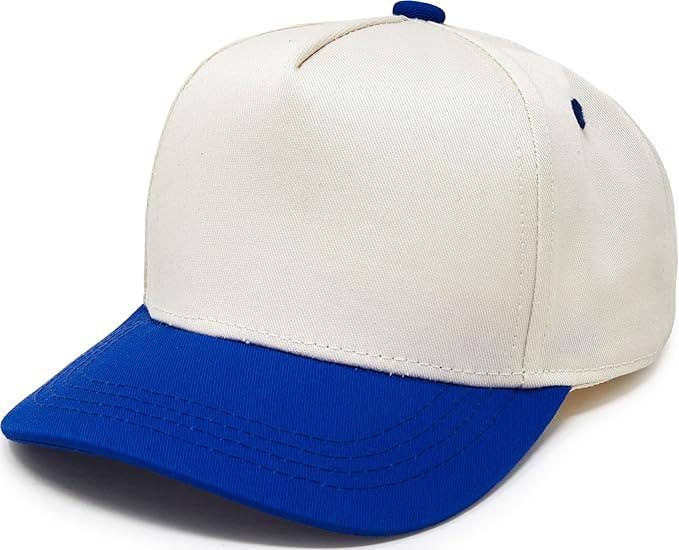 Kids/Baby Two Tone Vintage Cap - Royal Blue/Beige: Medium/Large (2-9 Years)