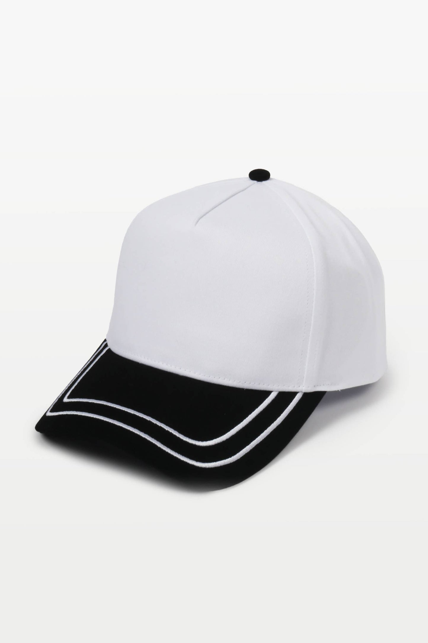 Retro Stripe Brim Two Tone 5-Panel Cap: Blue