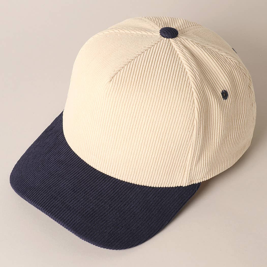 Plain Two Tone Corduroy 5 Panel Trucker Hat: BURGUNDY / ONE SIZE